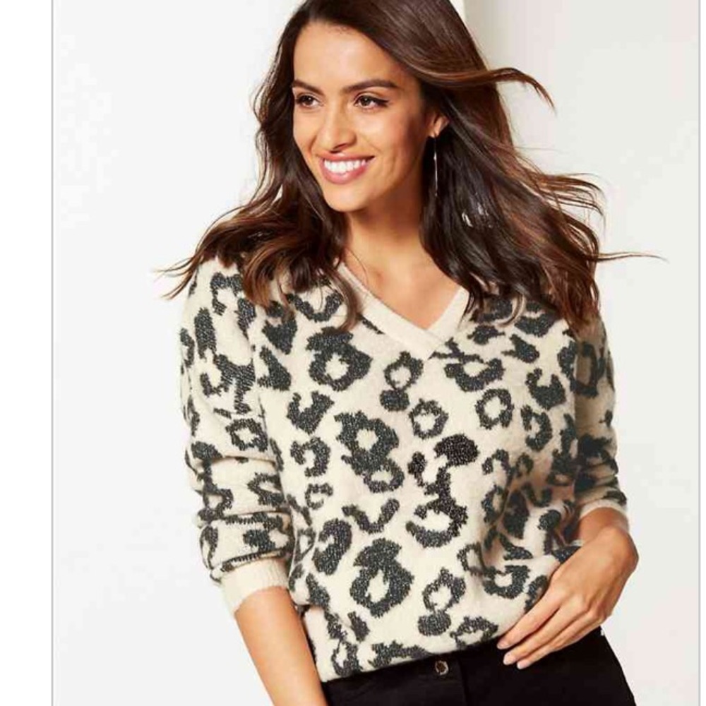 Animal Print V-Neck Sweater | XL